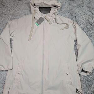 44‎ North Jacket Womens M Off White Rain Coat Hood Gorpcore Pockets Zip Up New
